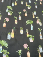 Satin viscose plants antraciet - Deadstock - Afbeelding 4